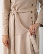 Suede Ruffle Dress Cream C1981