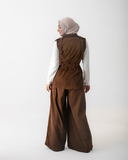 Corduroy Cargo Vest Brown C206