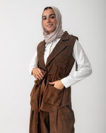 Corduroy Cargo Vest Brown C206