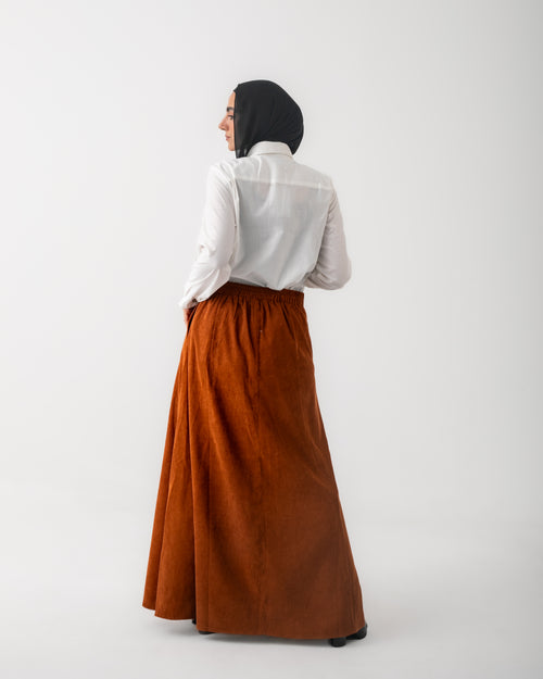 Corduroy Maxi Skirt Rust C203