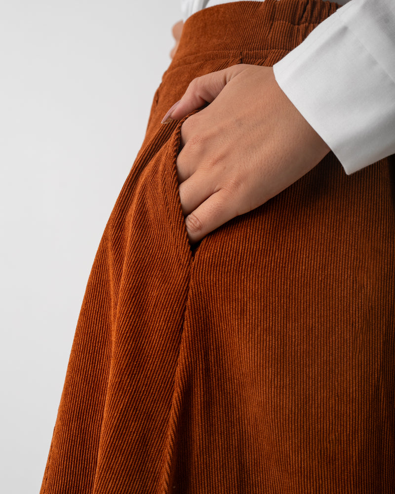Corduroy Maxi Skirt Rust C203