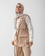 Corduroy Cargo Vest Beige C206