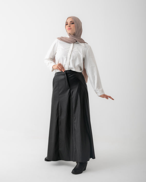 Leather Maxi Skirt Black C203