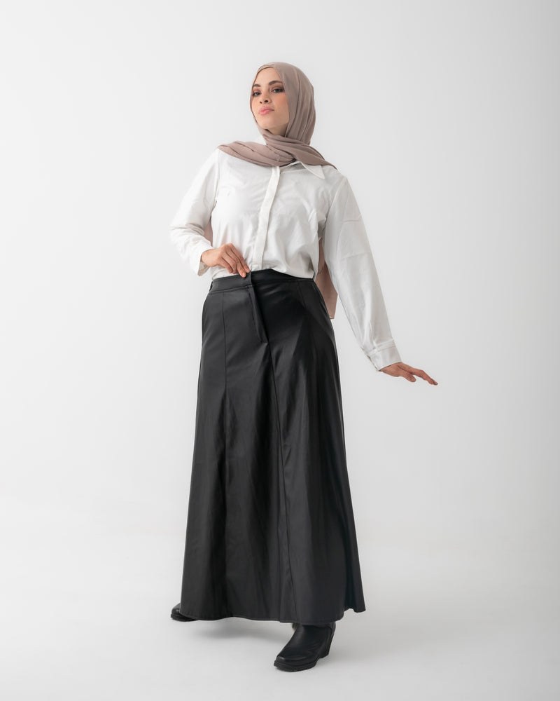 Leather Maxi Skirt Black C203
