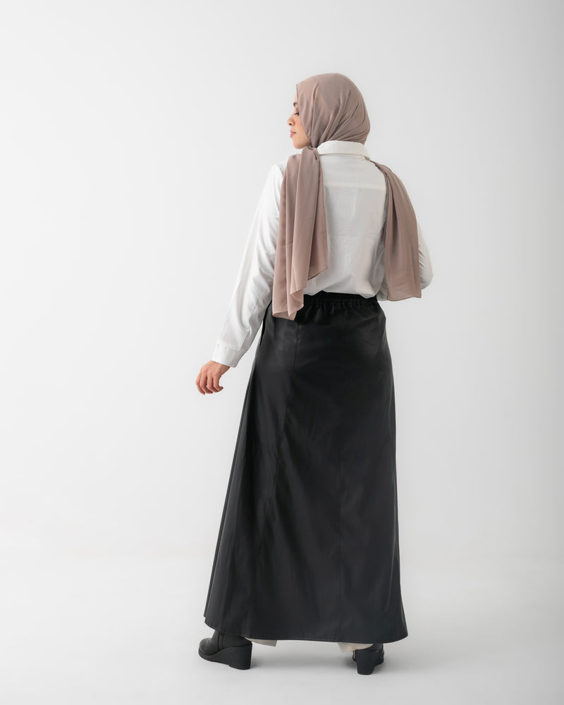 Leather Maxi Skirt Black C203
