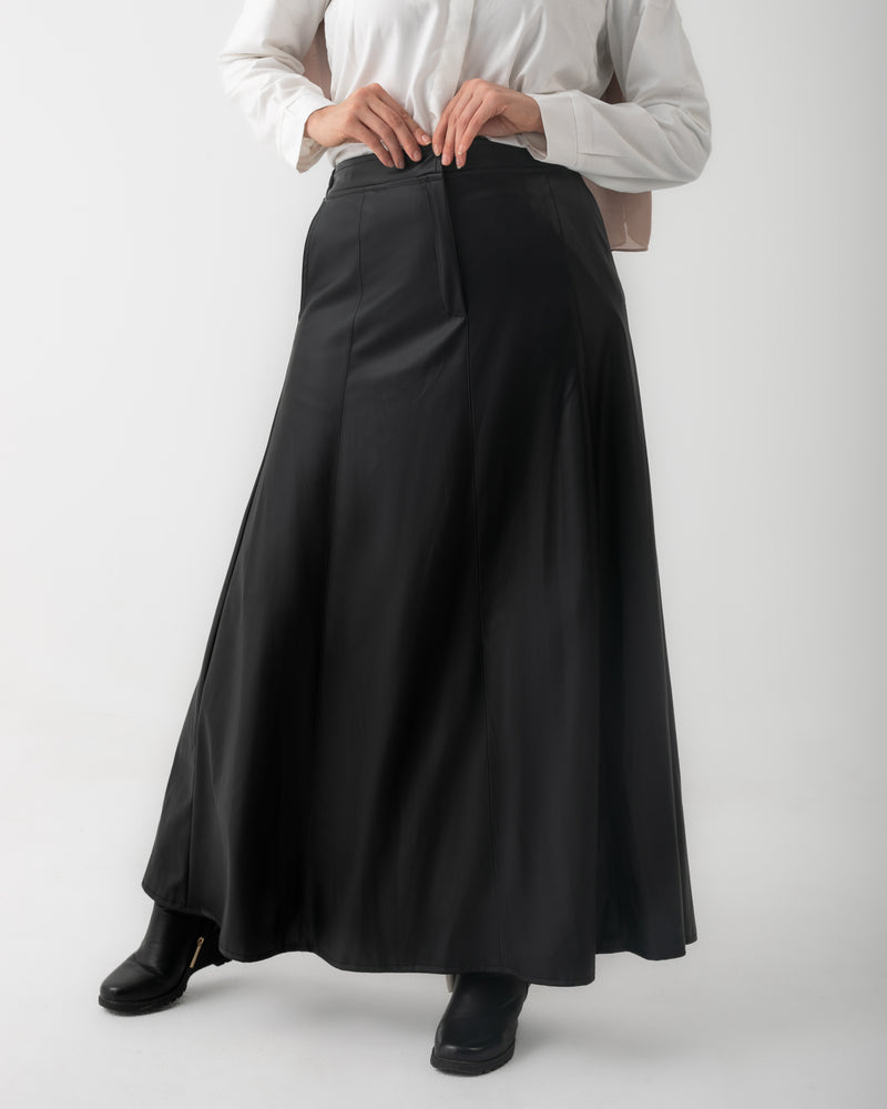 Leather Maxi Skirt Black C203