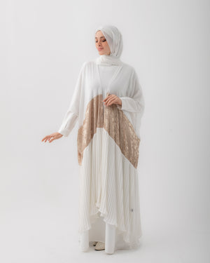 Free Size Pleated Cape Offwhite Gold C215