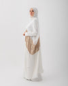Free Size Pleated Cape Offwhite Gold C215