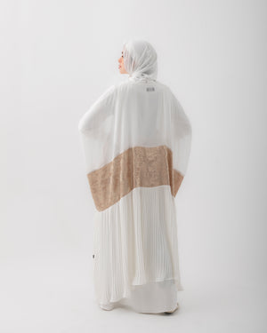 Free Size Pleated Cape Offwhite Gold C215