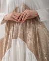 Free Size Pleated Cape Offwhite Gold C215