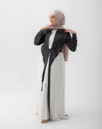 Open Pleated Abaya Grey C142