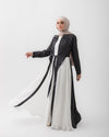 Open Pleated Abaya Grey C142