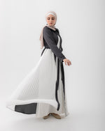 Open Pleated Abaya Grey C142
