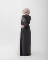 Open Pleated Abaya Grey C142