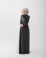 Open Pleated Abaya Grey C142