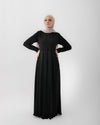 Sleeved Pleated Dress Black C211