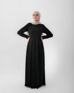 Sleeved Pleated Dress Black C211