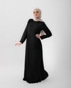 Sleeved Pleated Dress Black C211