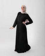 Sleeved Pleated Dress Black C211