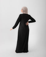Sleeved Pleated Dress Black C211