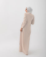 Sleeved Pleated Dress Cream C211