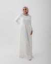Sleeved Pleated Dress Offwhite C211