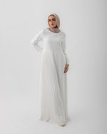 Sleeved Pleated Dress Offwhite C211