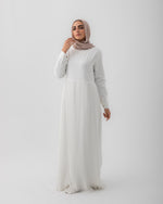 Sleeved Pleated Dress Offwhite C211