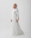 Sleeved Pleated Dress Offwhite C211