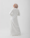 Sleeved Pleated Dress Offwhite C211