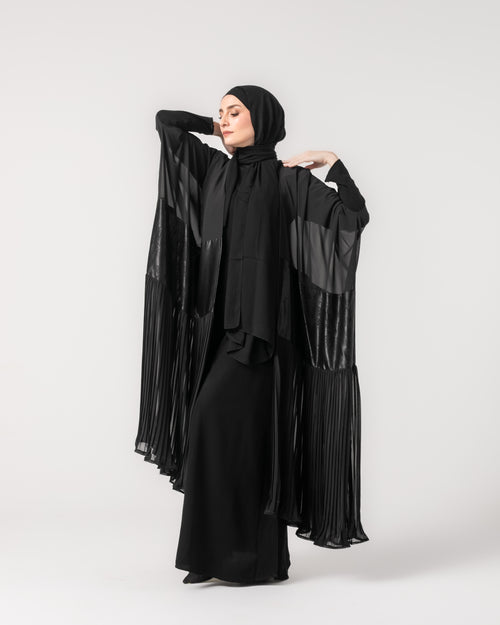 Free Size Pleated Cape Black C215