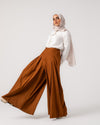 Linen Pleated Jupe Pantalon Rust C148