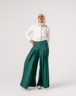 Linen Pleated Jupe Pantalon Teal C148