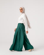 Linen Pleated Jupe Pantalon Teal C148