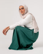 Linen Pleated Jupe Pantalon Teal C148