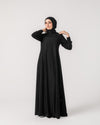 Front & Back Pleated Abaya Black C218