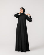 Front & Back Pleated Abaya Black C218