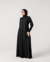 Front & Back Pleated Abaya Black C218