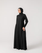 Front & Back Pleated Abaya Black C218