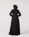 Front & Back Pleated Abaya Black C218