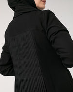 Front & Back Pleated Abaya Black C218