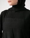 Front & Back Pleated Abaya Black C218