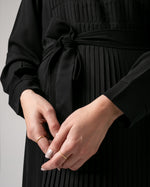 Front & Back Pleated Abaya Black C218