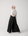 Linen Pleated Jupe Pantalon Black C148