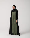 Front & Back Pleated Abaya Green C218