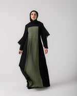 Front & Back Pleated Abaya Green C218