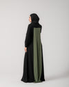 Front & Back Pleated Abaya Green C218