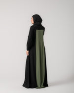 Front & Back Pleated Abaya Green C218