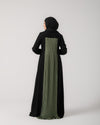 Front & Back Pleated Abaya Green C218