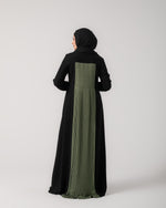 Front & Back Pleated Abaya Green C218